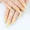 Faux Ongles 24 Pcs Portant Nail Art Long Dégradé Pointu Patchs Finis Amande Gouttes D'eau