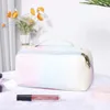 Sacs à cosmétiques en cuir PU trousse de maquillage motif ondulé coloré lavage dégradé grande capacité étuis portables fermeture éclair pochettes à outils de maquillage