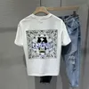 Herren-T-Shirts, Sommer-Männertrends, Freizeitpflege, kurzärmeliges T-Shirt mit Rückendruck, junges Mandarin-Unterteil, Oberteil 230625