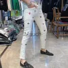 Мужские джинсы Удобные джинсы Мужские весенние леггинсы Slim Fit Fashion Korean High Quality Trend Красочный узор с вышивкой Erkek Jean Pantolon J230626