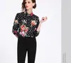 Camicie da donna firmate Camicette da ufficio in chiffon di lusso con lettera GG Polo-Collo Reticolo da donna Temperamento sciolto Top Blusas Abiti di moda