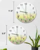 Wall Clocks Flower Minimalist Plant Purple Gradient Luminous Pointer Clock Home Ornaments Round Silent Living Room Decor