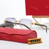 Erkekler için tasarımcı güneş gözlüğü carti güneş gözlüğü Elmas Kesim Çerçevesiz Gözlükler Dikdörtgen Gözlükler Açık Hava Klasik Moda Cheetah Buffalo Horn Güneş Gözlüğü 3525 tonları
