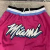 Pantaloni da uomo High Street ricamati Miami Heat Pantaloncini da basket da calcio Justdon Wade Same Five Point Loose 3gvz