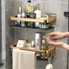 Badkamer Planken Luxe Zonder Boren Roestvrij Aluminium Douche Wandplank Shampoo Handdoekhouder Organizer Accessorie 230625