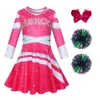 Robes pour filles Zombie 3 Robe d'école Filles Cheerleaders Enfants Uniforme de pom-pom girl avec pompons Robe de danse à manches longues pour enfants Spectacle d'Halloween 230625