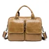 Briefcases 2023 Arrival Natural Cow Leather Crocodile Grain Briefcase Genuine Business Case Laptop Bags 8002