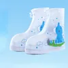 1 مجموعة شفافة عدم الانزلاق أحذية المطر مقاوم للماء يغطي أحذية المطر الصلبة الاطفال الكرتون ديناصور Galoshes البريدي PVC أحذية المطر Protec