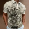 Herrpolos vintage polo t-shirt för män sommar kortärmad kläder segling tryck casual streetwear mode överdimensionerade mäns t-shirts topps 230625