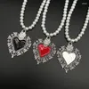 Collier tour de cou gothique sacré coeur Chokers Dark Art Goth bijoux émail perles colliers pour femmes Rock métal cadeaux