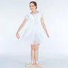 Stage Wear H2700 Enfants Robe De Danse De Ballet Manches Bouffantes Blanc Princesse Tutu Robes Filles Spectacle De Performance Professionnelle Compétition