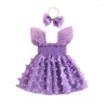 Girl Dresses Toddler Kid Baby Girls Two Piece Outfits Butterfly Princess Tulle Dress And Headband For Party Summer Children Clothes