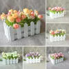 Çiziciler Set Pagar Kayu Seti Bunga Sutra Mentah Bunga Pot Tamu Bunga Bonsai