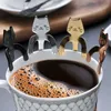 2024 4/1PCSかわいい猫コーヒースプーンステンレス鋼ティープーンテーブルウェアデザートスナックスクープミルクアイスクリームスプーンキッチン食器