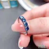 Cluster Ringen 2023 Blue Moissanite Ring 925 Sterling Zilver Glanzend Lab Diamond Pass Test Engagement Voor Vrouwen Sieraden Party gift