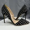 Alla spiknitar Dorsay Tvådelar Kvinnor Pumpar Pointy Toe Stiletto High Heels For Shoes Woman Size 44 45