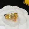 28% OFF Fenjia Letter Water Diamond Brass Material Adjustable Opening Fashion niche Design Colorless Ring