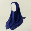 Hidżabs 105*105 cm Square Hidżab Szyfonowe Szaliki Prinestones Herbrap dla muzułmańskich kobiet Modna Moda Ramadan Veil Islam Ubranie 230626