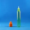 Flaconi contagocce da 30 ml di colore verde PET con tappi a doppia prova Capezzolo lungo sicuro per bambini altamente trasparente 100 pezzi Jfqnp