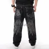 Men's Jeans co Man Loose Baggy Jeans Hiphop Skateboard Denim Pants Street Dance Hip Hop Rap Male Bla Trouses nese Size 30 J230814
