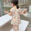 Girl Dresses Princess Traditional Chinese Dress 2023 A-line Above Knee Length Sweet Floral Embroidery Designable Cute Girls Children