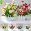 Mini Künstliche Blumen Pflanzen Bonsai Gefälschte Blumen Topf Ornamente Hause Esstisch Hochzeit Topf Dekor Rose Zaun Blumen Set