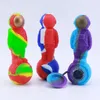 NEW Colorful Silicone Hand Pipes Lunar Astronaut Style Glass Singlehole Nineholes Filter Screen Replaceable Spoon Bowl Herb Tobacco Cigarette Holder Smoking