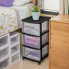 Storage Drawers 3 Drawer Cart Plastic Black Set of 2 Organizer for Clothes Cabinet 230625