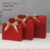 Present Wrap Luxury Bag Box Bow Ribbon Black Simple Paper Kraft Candy med handtag bröllop födelsedagspaket 230625