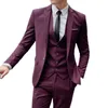 Costumes pour hommes Blazers est Veste classiquePantalonGiletBourgogne Hommes Costume 3 pièces smoking revers marié mariage affaires Blazer pantalon tenue 230625