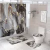 Shower Curtains Curtain Sets Luxury Black Gold Polyester Fabric Washable Bath 3D Marble Toilet Cover Bathroom Accessories 230626