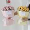 Flores decorativas caseiras com acabamento falso buquê de flores feito à mão rosa de malha decoração para casa casamento dia da namorada das mães