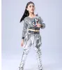 Ropa de escenario para niños, traje de Hip Hop de baile de Jazz moderno para niños y niñas, ropa de actuación de porristas con lentejuelas