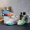 Nya pojkar roterande spänne sneakers slitstarka antislipning löpskor bekväma andningsbara flickors nätskor