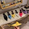 Женские летние сандалии прохладные тапочки для женщин в новой конфетки заостренной пряжки с высоким каблуком с высоким ножом 230615