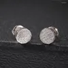 Stud Earrings 1Pair S925 Sterling Silver Hip Hop CZ Stone Paved Bling Out Geometric 10 Sided For Women Men Unisex Jewelry
