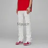 Jeans Masculino Streetwear Vermelho Branco Jeans Bal Jeans Masculino Magro Reto Rasgado Com Patchwork Pregas Hip Hop Punk Ro Jeans Calças Jeans Y2k J230626