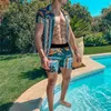 Herren Trainingsanzüge 13 Farben Hawaiian Fashion Print Sets Revers Kurzarm Freizeithemd Strand Shorts Set Sommer Urlaub Anzüge S3XL 230625