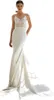 Chic Scalloped spetskant Slim Mermaid Wedding Dresses Sleeveless Spaghetti Straps Elegant Bridal Clows Satin Summer Beach Boho C317V