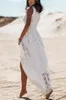 Casual Jurken Wepbel Vakantie Stijl Witte Strand Lange Jurk Tank Tops V-hals 2023 Sexy Vrouwen Lace Slim Past Maxi Zomer