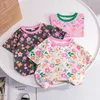 T skjortor sommar o nacke t shirt baby kort ärm tees tryck blommor tops barn tjej kläder bomull casual t shirt för 0 6 år 230626