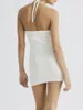 Повседневные платья Женское сексуальное трикотажное мини-платье Y2k, вязанное крючком, с открытой спиной, выдалбливают Bodycon, короткая ночная пляжная клубная одежда (5-Matcha L)