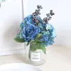 Декоративные цветы синие шелковые розы цветочные искусственные черничные свадебные букет домашний декора