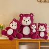 Anime urso fofo brinquedos de pelúcia dos desenhos animados Strawberry Bear boneca de pelúcia jogos infantis Playmate sofá almofada travesseiro presente de feriado decoração do quarto atacado