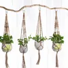 Planters krukor handgjorda kruka hängande växter hängande korgar blomkrukor hållare vävd rep växt kruka hyllan inomhus hem trädgård dekor