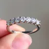 S925/10K/14K/18K VIT SOLID GOLD 7st 3,0 mm Moissanite Diamonds Half Eternity Förlovningsringar Kvinnor smycken