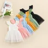 Flickklänningar Mababy 1-6y 6 Färg Småbarn Baby Kid Dress Tulle Tutu Party Birthday Wedding Princess för Summer Costumes D35