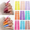 Faux ongles 20 pièces couleur unie mat Long cercueil acrylique Extension d'ongle manucure en gros presse sur Ballet faux