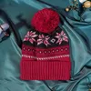 Gorros Pom chapéu de malha de lã sintética floco de neve bonés de beisebol quentes felpudos de natal chapéus presentes de ano de natal