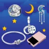 För Pandora Charm 925 Silver Beads Charms Sparkling Star Set Family Starry Night Sky Charm Set